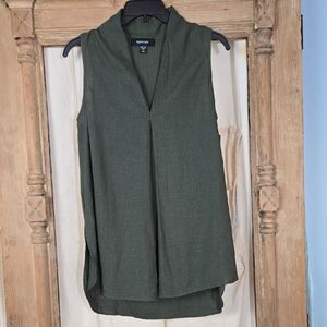 Karen Kane Olive Green Sleeveless Asymmetrical Linen Blend  Blouse Size X-Small